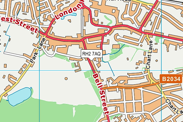 RH2 7AQ map - OS VectorMap District (Ordnance Survey)
