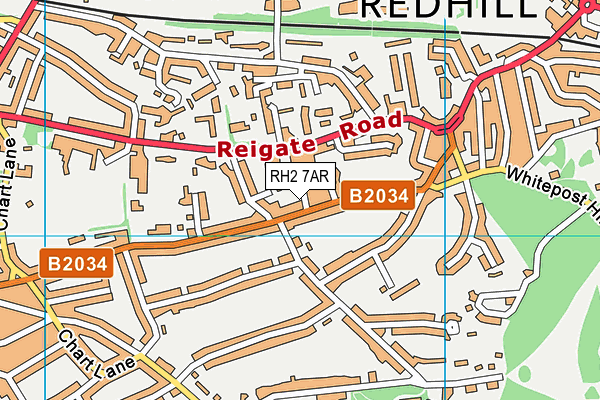 RH2 7AR map - OS VectorMap District (Ordnance Survey)