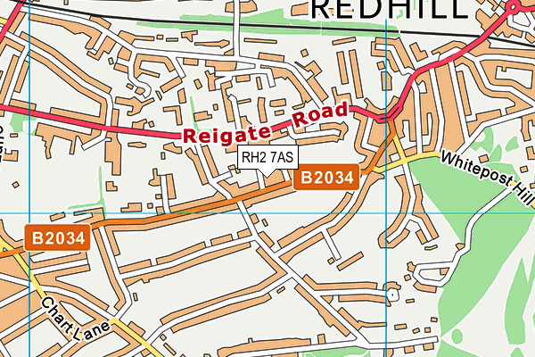 RH2 7AS map - OS VectorMap District (Ordnance Survey)