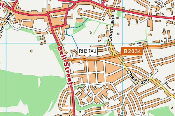 RH2 7AU map - OS VectorMap District (Ordnance Survey)