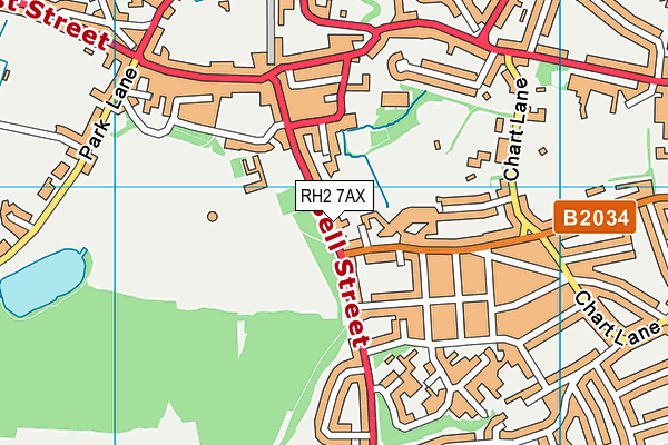 RH2 7AX map - OS VectorMap District (Ordnance Survey)