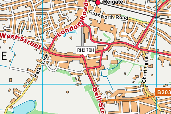 RH2 7BH map - OS VectorMap District (Ordnance Survey)