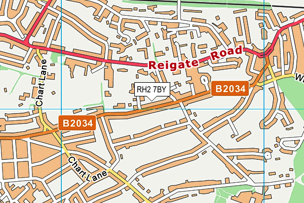 RH2 7BY map - OS VectorMap District (Ordnance Survey)