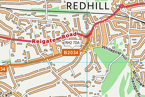 RH2 7DA map - OS VectorMap District (Ordnance Survey)