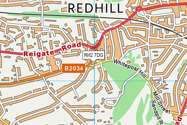 RH2 7DG map - OS VectorMap District (Ordnance Survey)