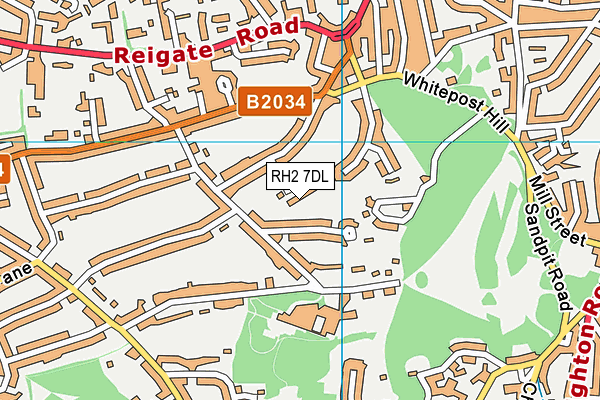 RH2 7DL map - OS VectorMap District (Ordnance Survey)