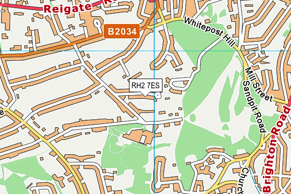 RH2 7ES map - OS VectorMap District (Ordnance Survey)