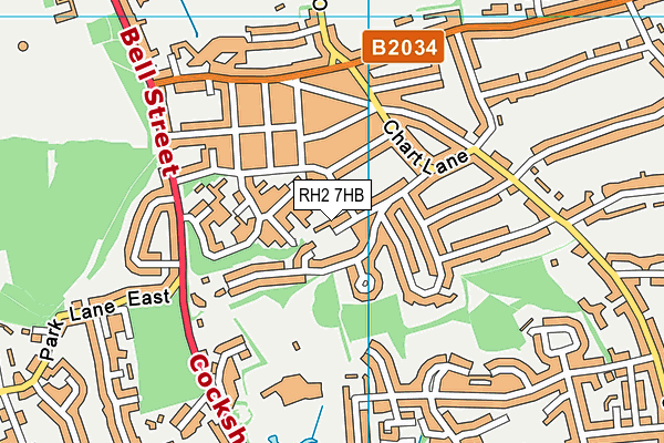 RH2 7HB map - OS VectorMap District (Ordnance Survey)