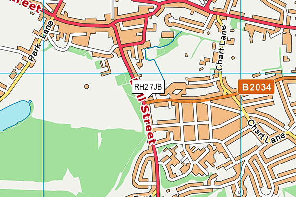 RH2 7JB map - OS VectorMap District (Ordnance Survey)