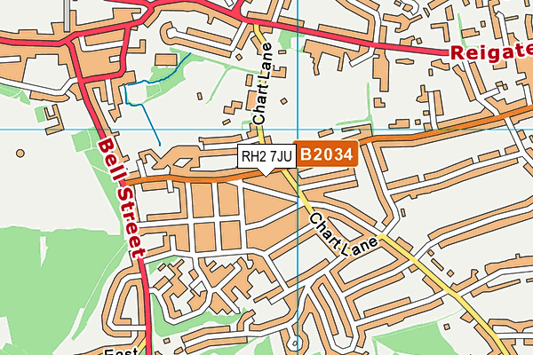 RH2 7JU map - OS VectorMap District (Ordnance Survey)
