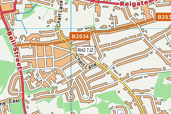 RH2 7JZ map - OS VectorMap District (Ordnance Survey)