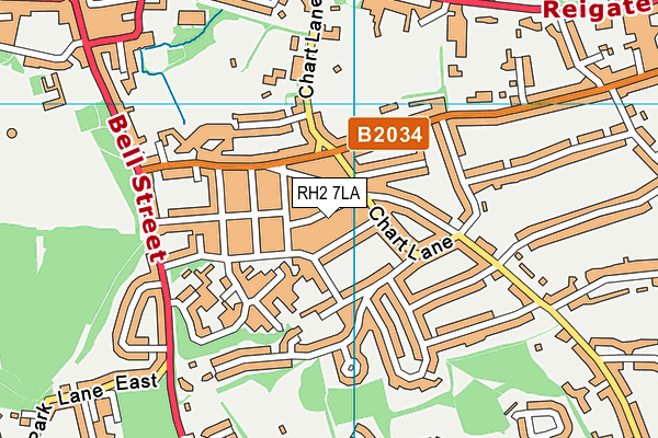 RH2 7LA map - OS VectorMap District (Ordnance Survey)