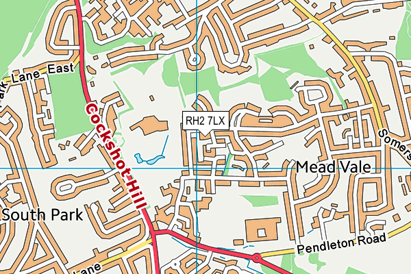 RH2 7LX map - OS VectorMap District (Ordnance Survey)