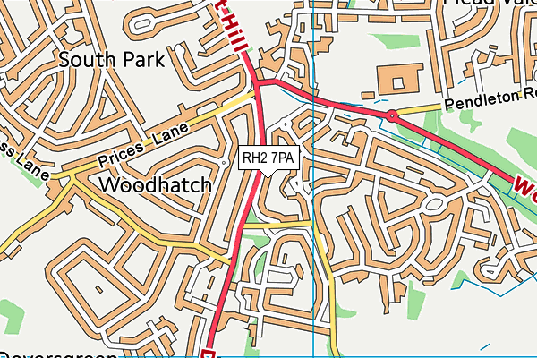 RH2 7PA map - OS VectorMap District (Ordnance Survey)