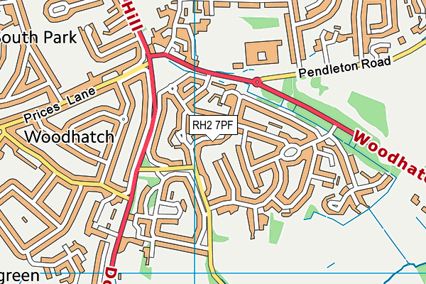 RH2 7PF map - OS VectorMap District (Ordnance Survey)