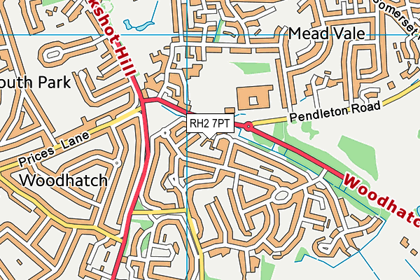 RH2 7PT map - OS VectorMap District (Ordnance Survey)