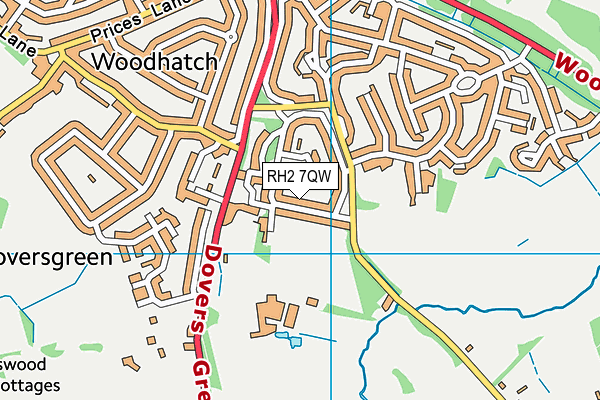 RH2 7QW map - OS VectorMap District (Ordnance Survey)