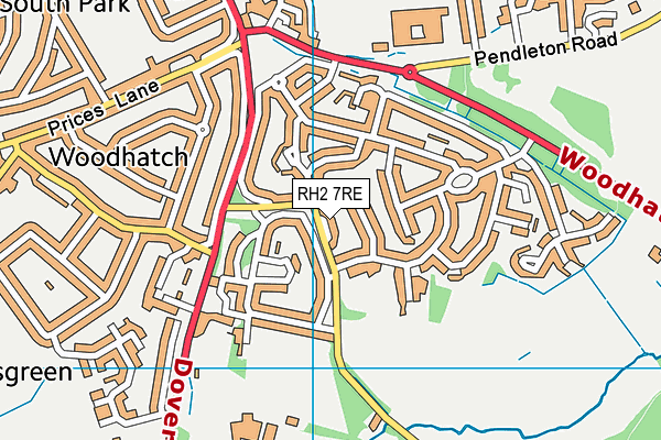 RH2 7RE map - OS VectorMap District (Ordnance Survey)