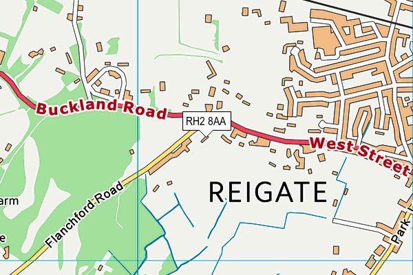 RH2 8AA map - OS VectorMap District (Ordnance Survey)