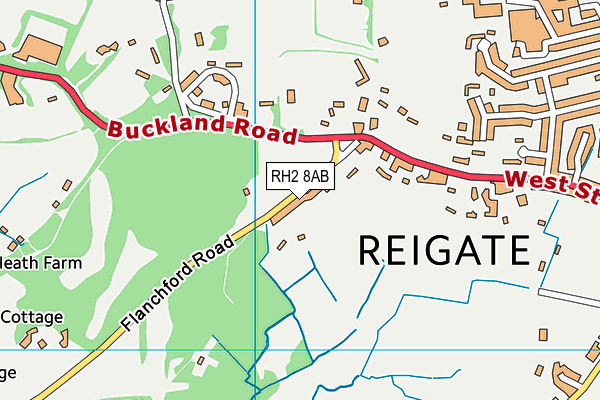 Reigate Heath map (RH2 8AB) - OS VectorMap District (Ordnance Survey)