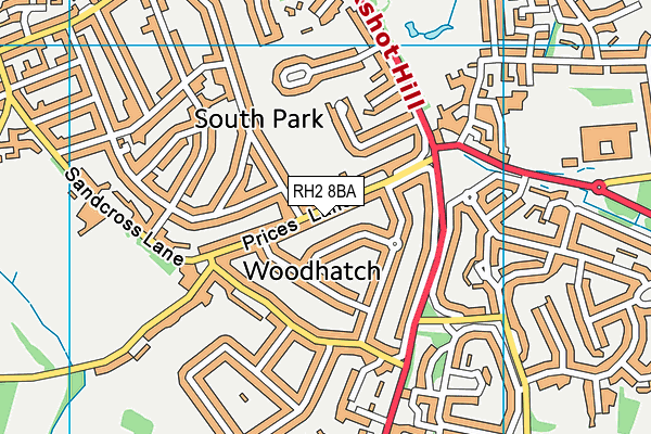 RH2 8BA map - OS VectorMap District (Ordnance Survey)