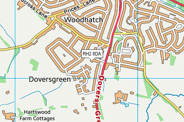 RH2 8DA map - OS VectorMap District (Ordnance Survey)
