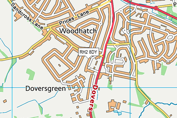 RH2 8DY map - OS VectorMap District (Ordnance Survey)