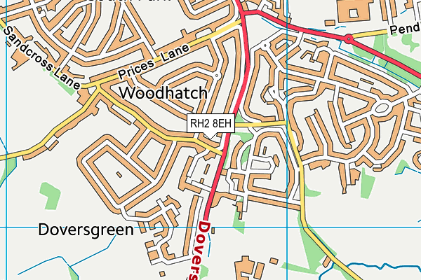 RH2 8EH map - OS VectorMap District (Ordnance Survey)
