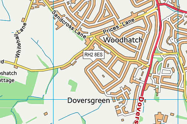 RH2 8ES map - OS VectorMap District (Ordnance Survey)