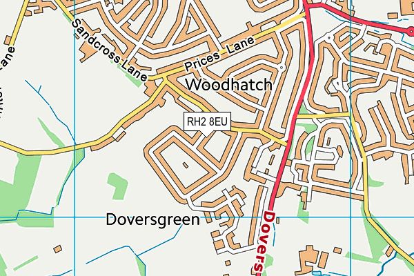 RH2 8EU map - OS VectorMap District (Ordnance Survey)