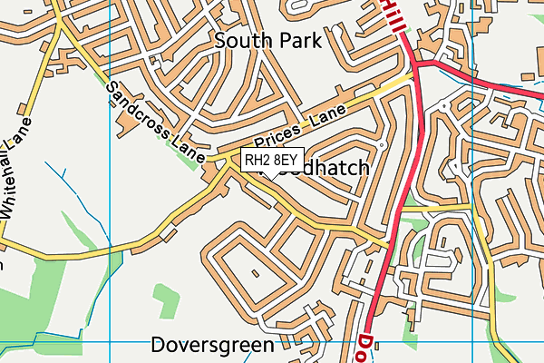RH2 8EY map - OS VectorMap District (Ordnance Survey)
