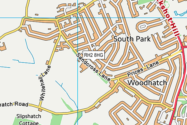 RH2 8HG map - OS VectorMap District (Ordnance Survey)