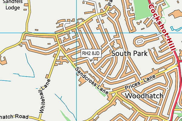 RH2 8JD map - OS VectorMap District (Ordnance Survey)