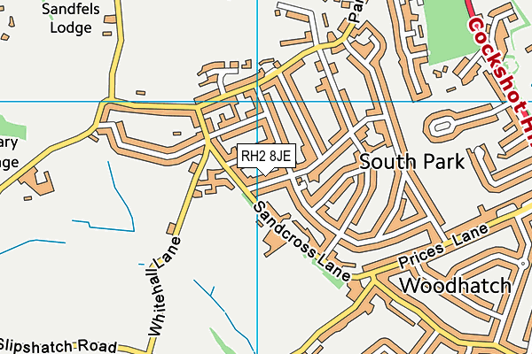 RH2 8JE map - OS VectorMap District (Ordnance Survey)