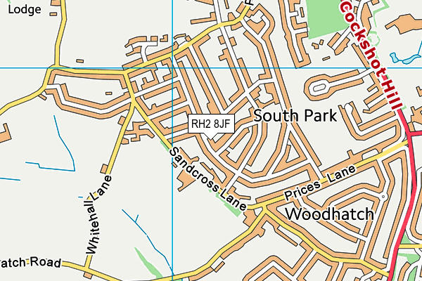 RH2 8JF map - OS VectorMap District (Ordnance Survey)