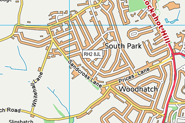 RH2 8JL map - OS VectorMap District (Ordnance Survey)
