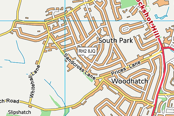 RH2 8JQ map - OS VectorMap District (Ordnance Survey)