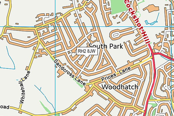 RH2 8JW map - OS VectorMap District (Ordnance Survey)