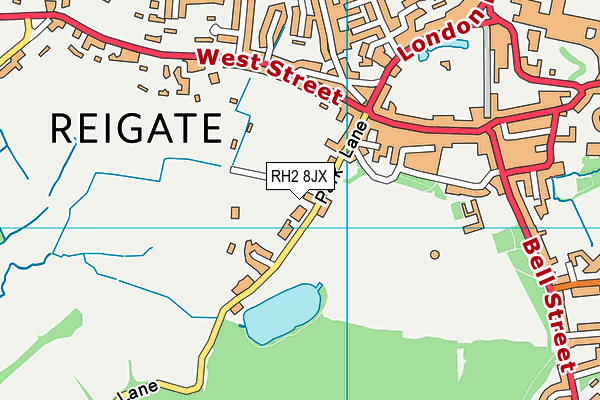 Park Lane (Reigate Priory Fc) map (RH2 8JX) - OS VectorMap District (Ordnance Survey)