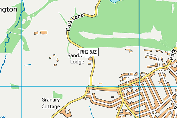 RH2 8JZ map - OS VectorMap District (Ordnance Survey)