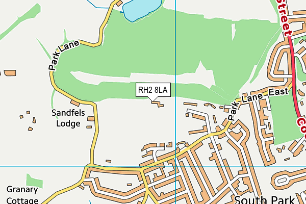 RH2 8LA map - OS VectorMap District (Ordnance Survey)