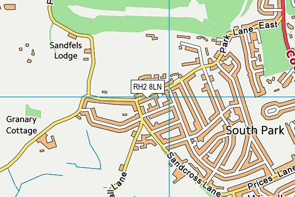 RH2 8LN map - OS VectorMap District (Ordnance Survey)