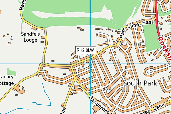 RH2 8LW map - OS VectorMap District (Ordnance Survey)