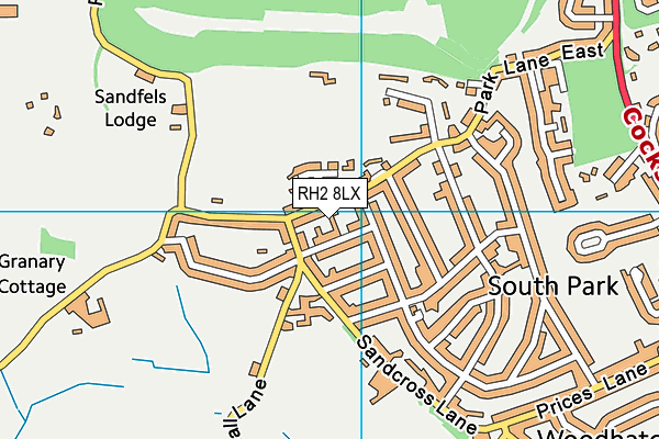 RH2 8LX map - OS VectorMap District (Ordnance Survey)