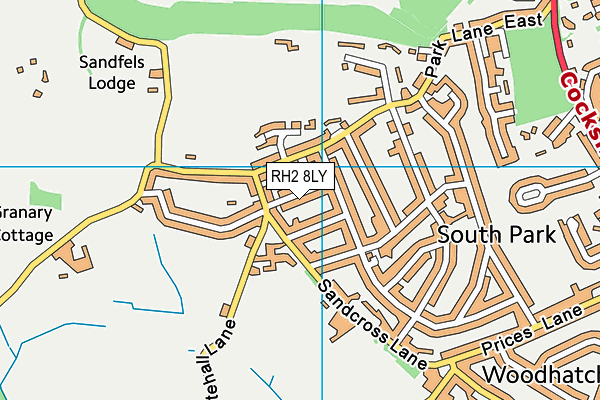 RH2 8LY map - OS VectorMap District (Ordnance Survey)