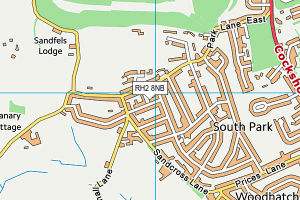 RH2 8NB map - OS VectorMap District (Ordnance Survey)