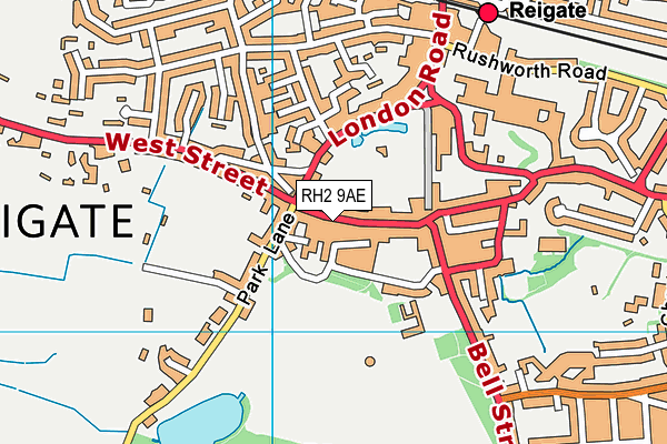 RH2 9AE map - OS VectorMap District (Ordnance Survey)