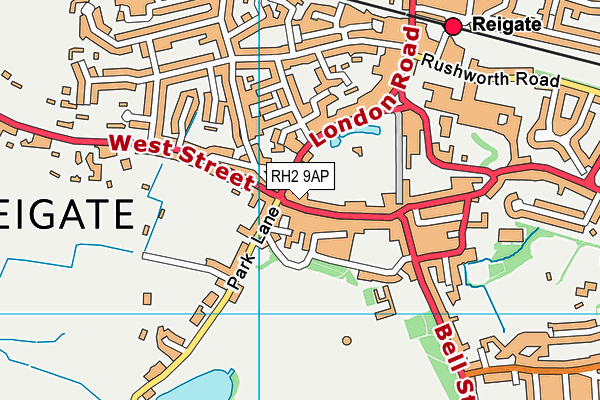 RH2 9AP map - OS VectorMap District (Ordnance Survey)