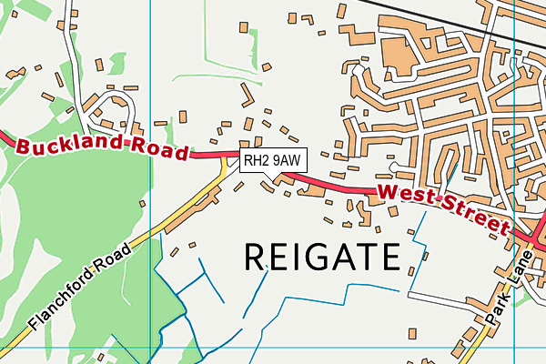 RH2 9AW map - OS VectorMap District (Ordnance Survey)
