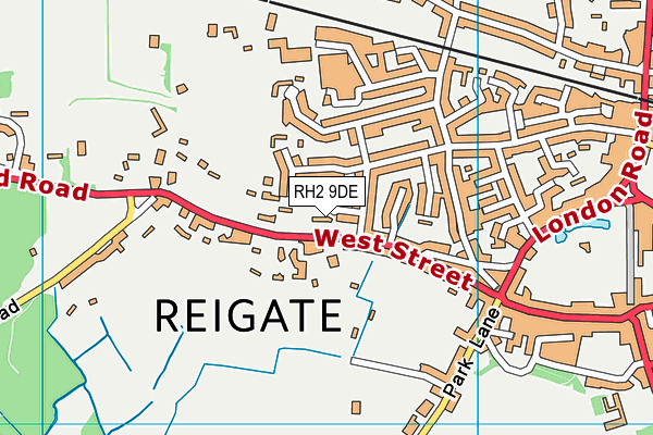 RH2 9DE map - OS VectorMap District (Ordnance Survey)